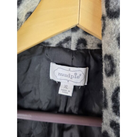 Mud Pie Womens Jacket Size XL Gray Snow Leopard Print Wool Blend Winter Coat - Picture 13 of 16